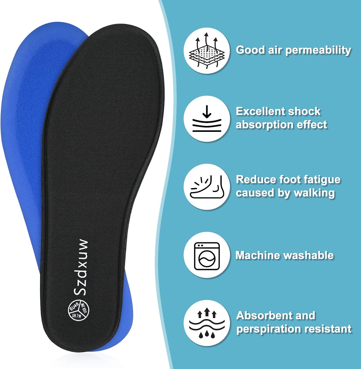 Szdxuw Memory Foam Insoles for Women - Comfort Cushioned Shoe Inserts for Sports, Trainers, Running, Work Shoes, Sneakers, Boots