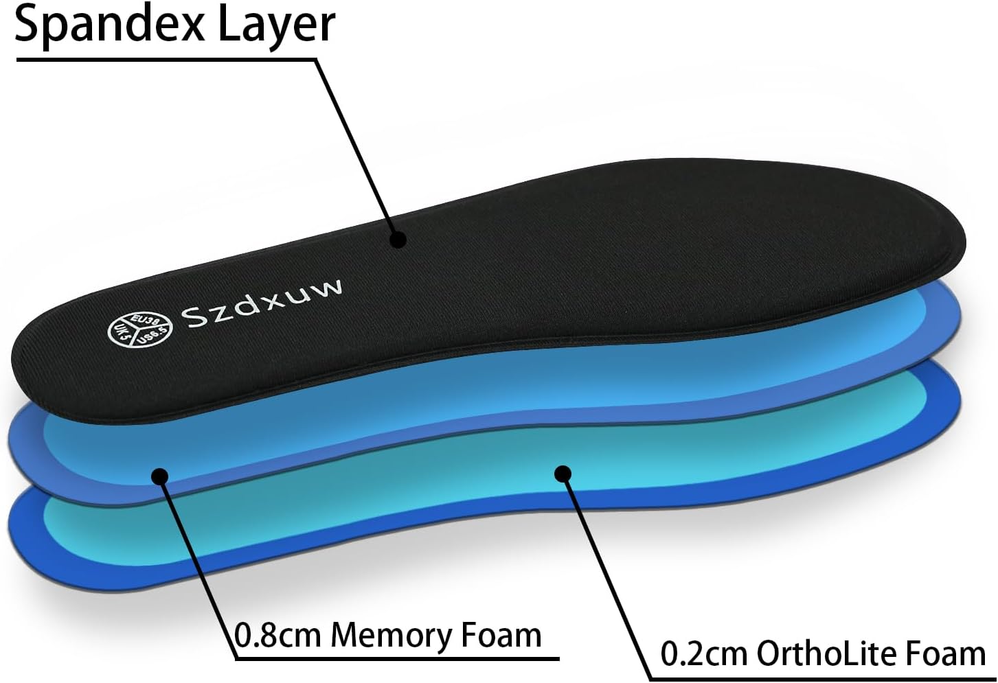 Szdxuw Memory Foam Insoles for Women - Comfort Cushioned Shoe Inserts for Sports, Trainers, Running, Work Shoes, Sneakers, Boots