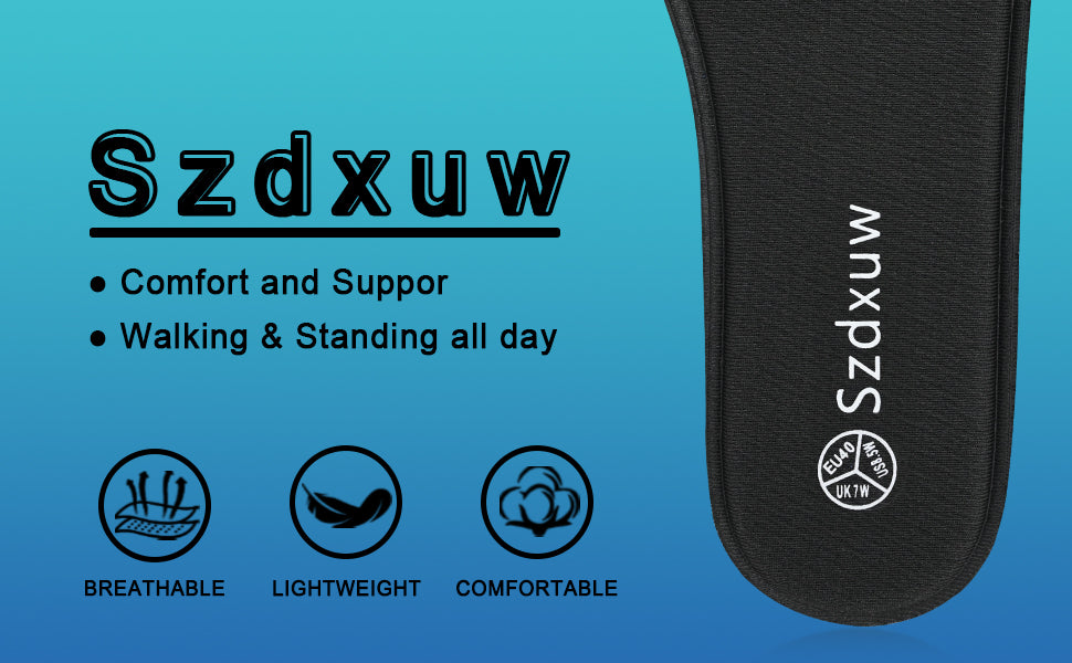 Szdxuw Memory Foam Insoles for Women - Comfort Cushioned Shoe Inserts for Sports, Trainers, Running, Work Shoes, Sneakers, Boots