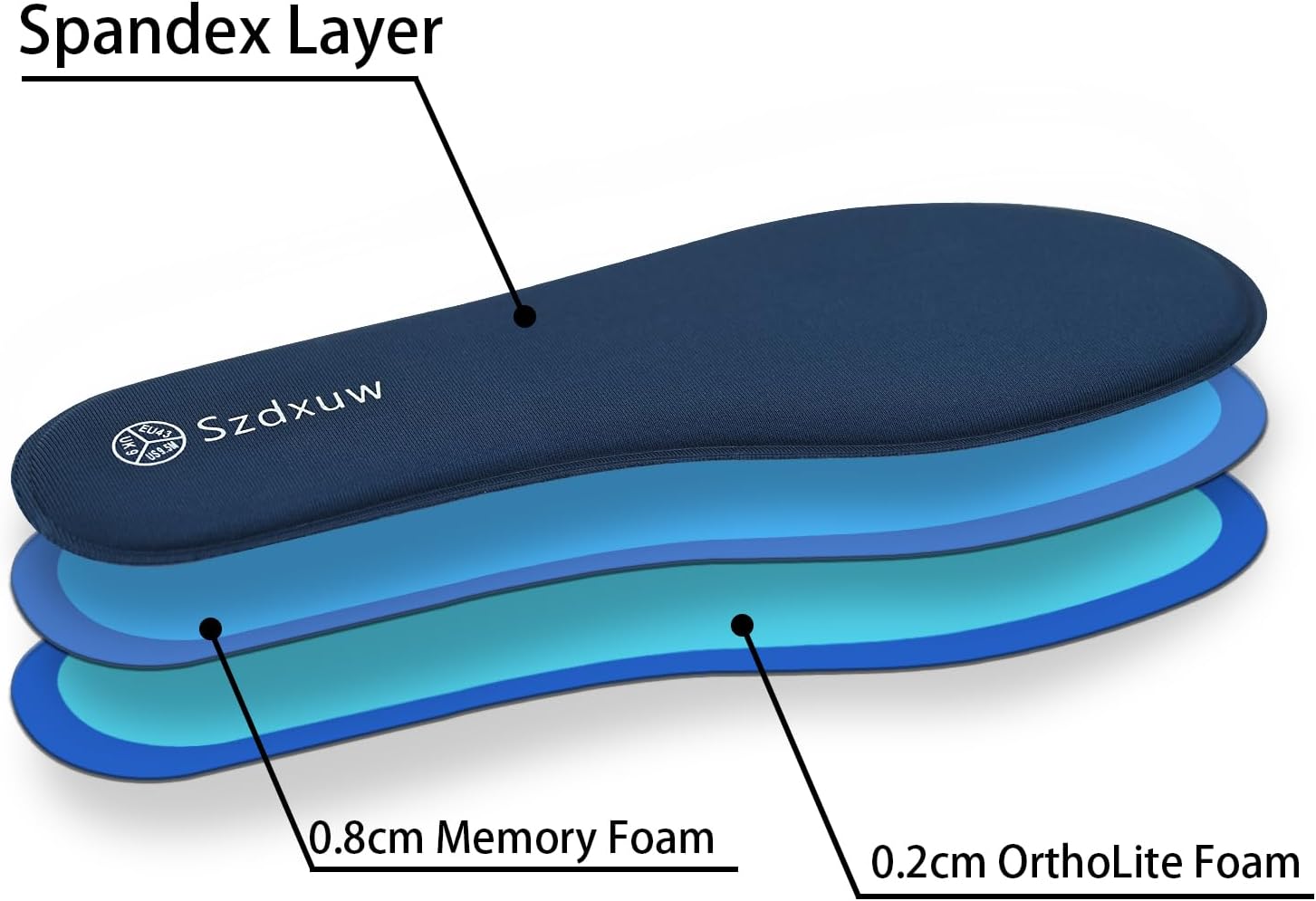 Szdxuw Memory Foam Insoles for Women - Comfort Cushioned Shoe Inserts for Sports, Trainers, Running, Work Shoes, Sneakers, Boots