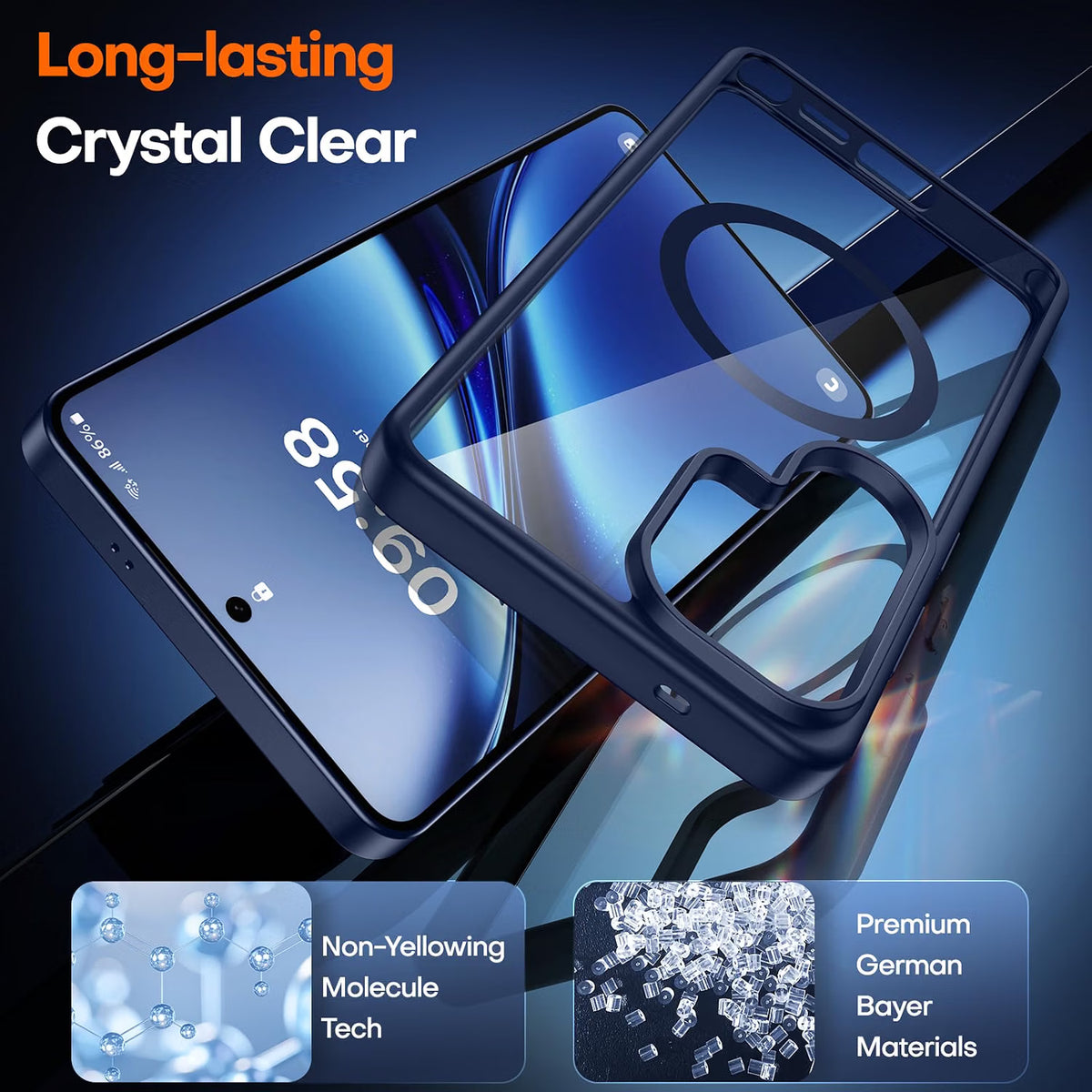 TAURI magnetic blue protective case for Samsung Galaxy S26 Ultra with 9H tempered glass screen protector, shockproof and slim design