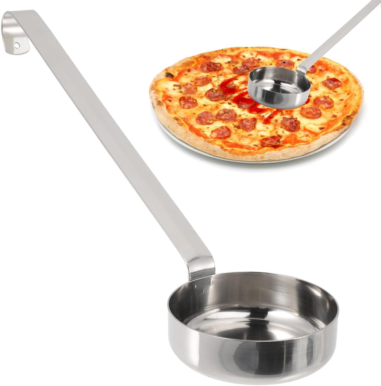 TOPBATHY -  Professional Stainless Steel Pizza Sauce Ladle – Long Handle for Spreading & Serving - Zeta Store