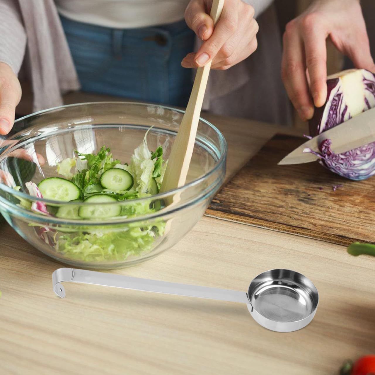 TOPBATHY -  Professional Stainless Steel Pizza Sauce Ladle – Long Handle for Spreading & Serving - Zeta Store