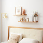 Solid Oak Wood Floating Wall Shelf - Premium Picture Ledge | 80cm | Natural Finish | Easy Install - Zeta Store