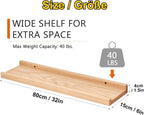 Solid Oak Wood Floating Wall Shelf - Premium Picture Ledge | 80cm | Natural Finish | Easy Install - Zeta Store