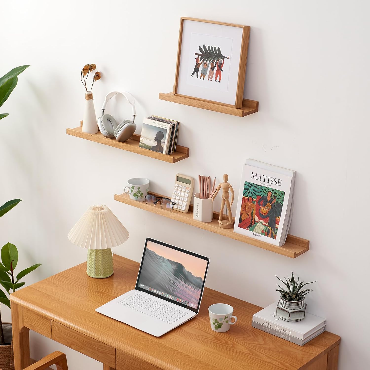 Solid Oak Wood Floating Wall Shelf - Premium Picture Ledge | 80cm | Natural Finish | Easy Install - Zeta Store