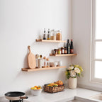 Solid Oak Wood Floating Wall Shelf - Premium Picture Ledge | 80cm | Natural Finish | Easy Install - Zeta Store