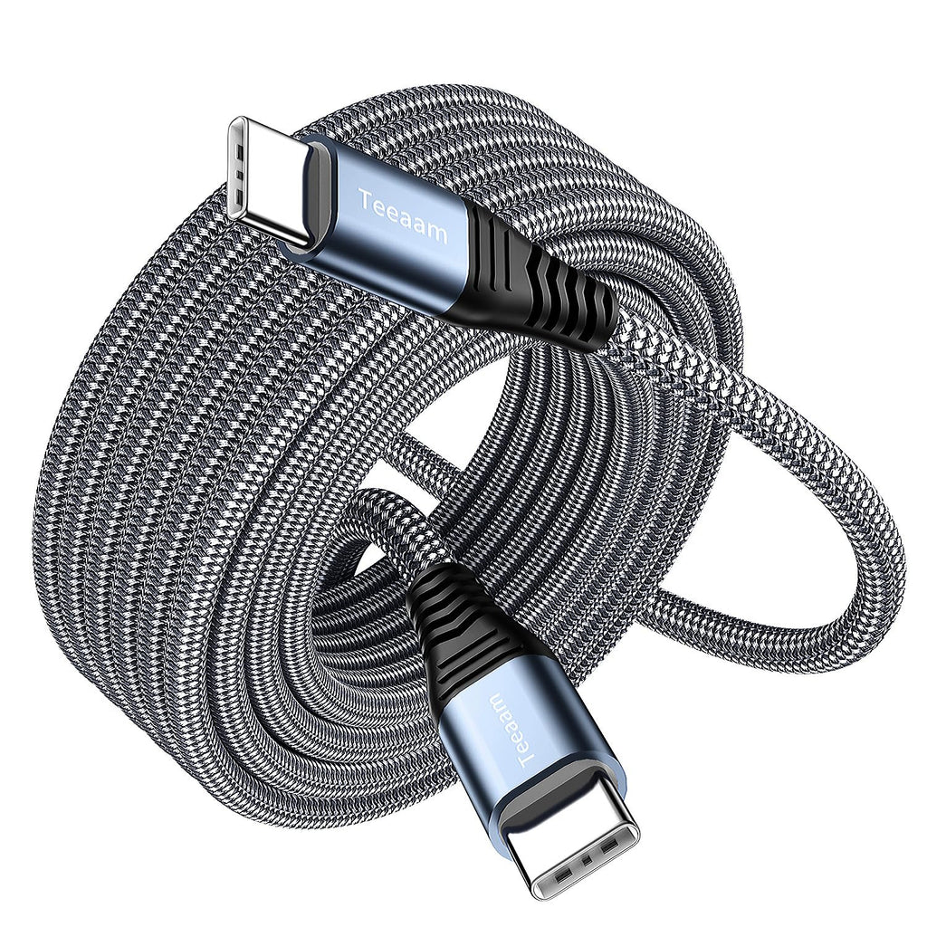 Teeaam 60W USB C to USB C Cable [Extra Long] | Fast Charging for MacBook, iPad Pro, Galaxy, Switch | Nylon Braided & 40,000+ Bend Lifespan