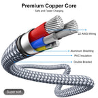 Teeaam 60W USB C to USB C Cable [Extra Long] | Fast Charging for MacBook, iPad Pro, Galaxy, Switch | Nylon Braided & 40,000+ Bend Lifespan