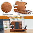 Teslyar Solid Ash Wood Phone Docking Station | Desk & Nightstand Organizer with Cable Management | Gift for Men, Dad, Husband