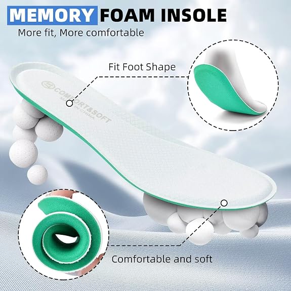 Tiosebon Women's Slip-On Trainers - White Lightweight Breathable Walking Sneakers with Memory Foam - Casual Work & Running Shoes