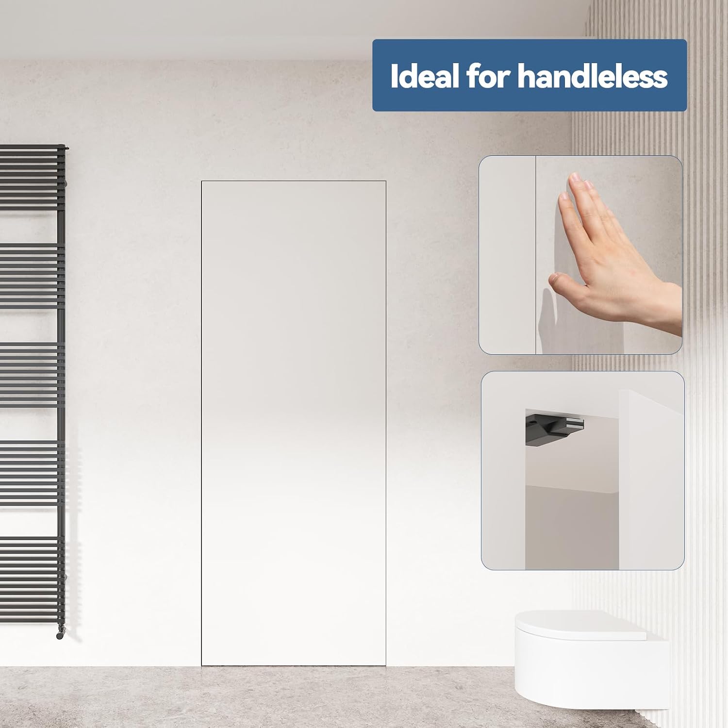 Tonitrui Magnetic Push to Open Latches - 6 Pack Black Handleless Cabinet Door Latch - No Drill / Screw Install