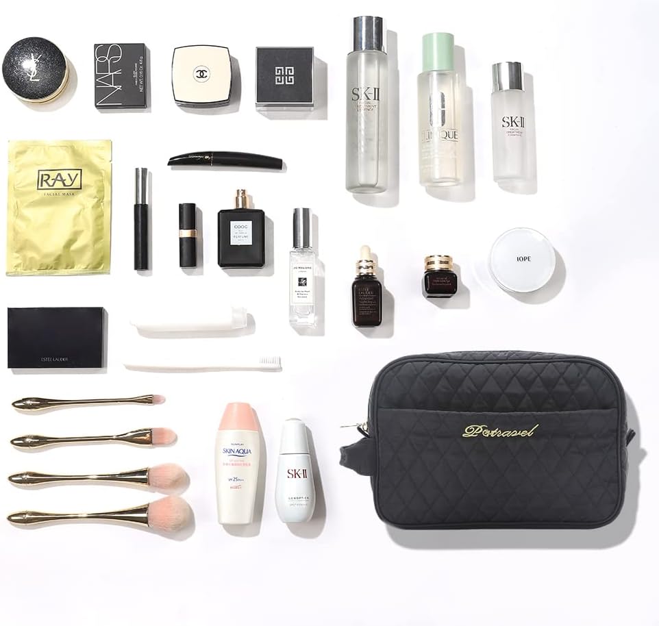 P TRAVEL Large Cosmetic Bag for Women | Waterproof with Inner Pockets | Tote Handle & Durable Zippers | Ultimate Toiletry Bag Bargain!