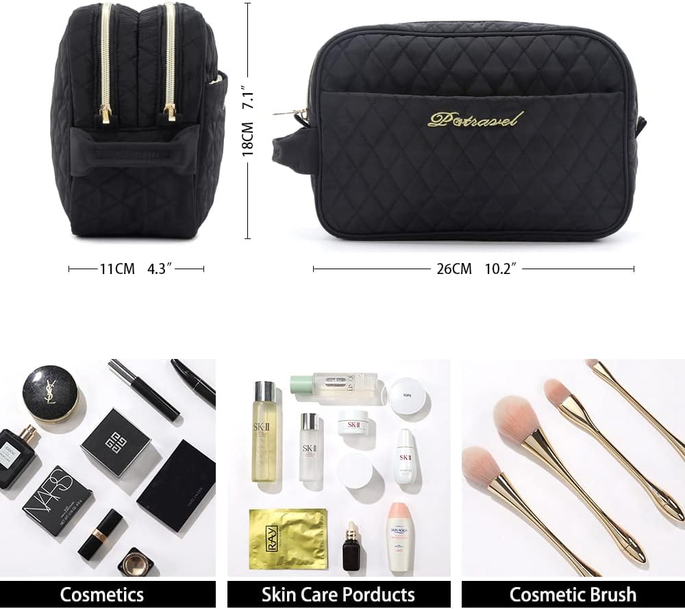 P TRAVEL Large Cosmetic Bag for Women | Waterproof with Inner Pockets | Tote Handle & Durable Zippers | Ultimate Toiletry Bag Bargain!