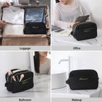 P TRAVEL Large Cosmetic Bag for Women | Waterproof with Inner Pockets | Tote Handle & Durable Zippers | Ultimate Toiletry Bag Bargain!