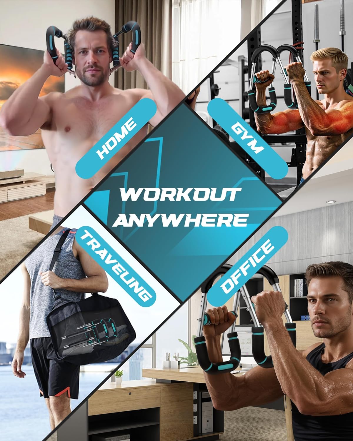 Twister Arm & Chest Trainer - 6-Level Adjustable Resistance (30-100 lbs) | Portable Home Gym, Full Body Workout for Men & Women - Zeta Store