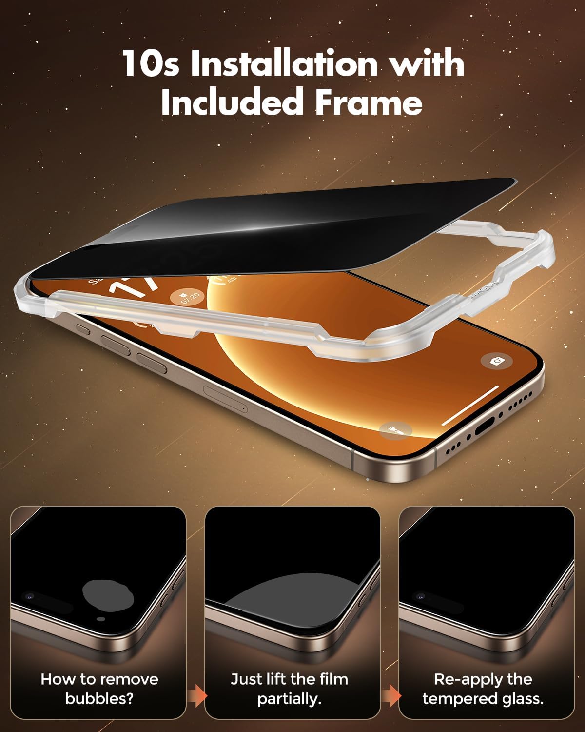 UnbreakCable 2-pack Privacy Screen Protector For iPhone 15 / 16 Series - True 28° Anti-spy Full Coverage 9h Tempered Glass With Easy Install Frame