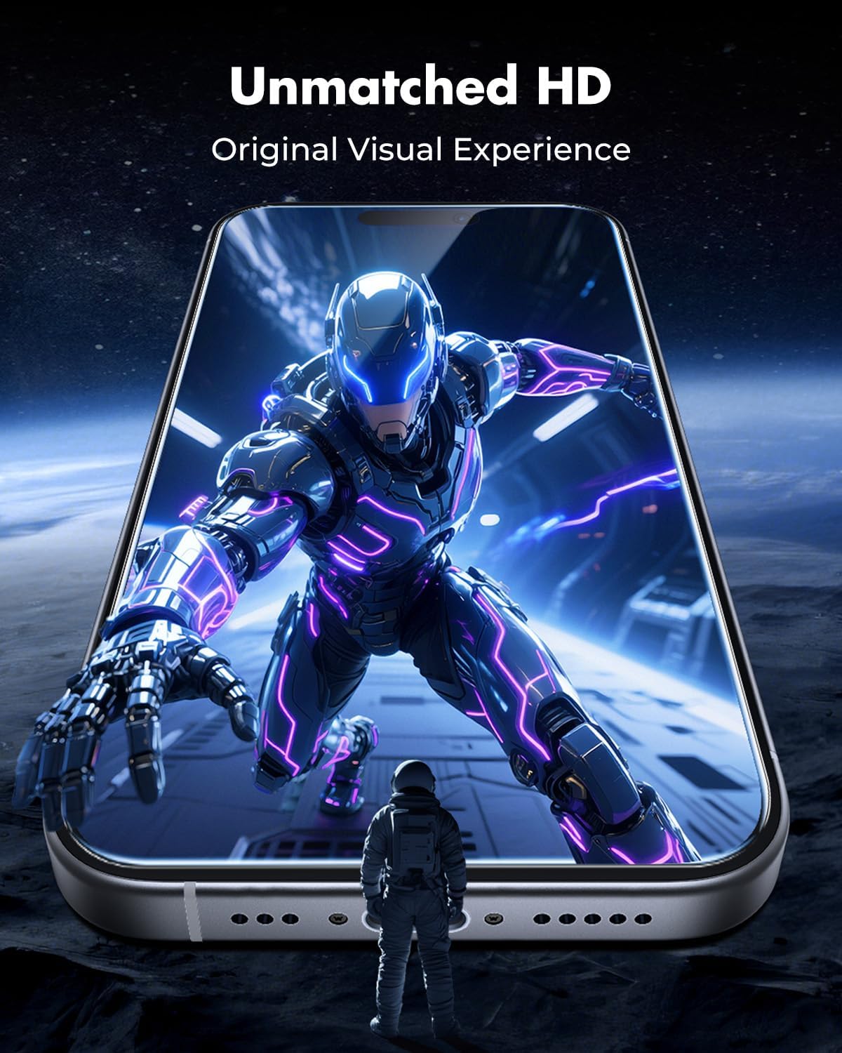 UNBREAKcable 3-Pack For iPhone 15 Pro / 16 Plus Screen Protector + Camera Lens Protector - 9H Military-Grade Dual-Tempered Glass, HD Clarity