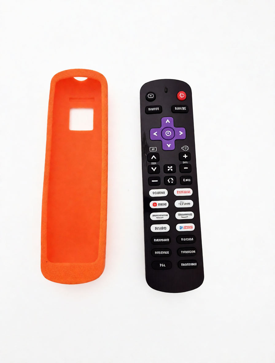 USB-C rechargeable universal remote for Roku TV by MUXIJUNXI, featuring a sleek design and no batteries needed.