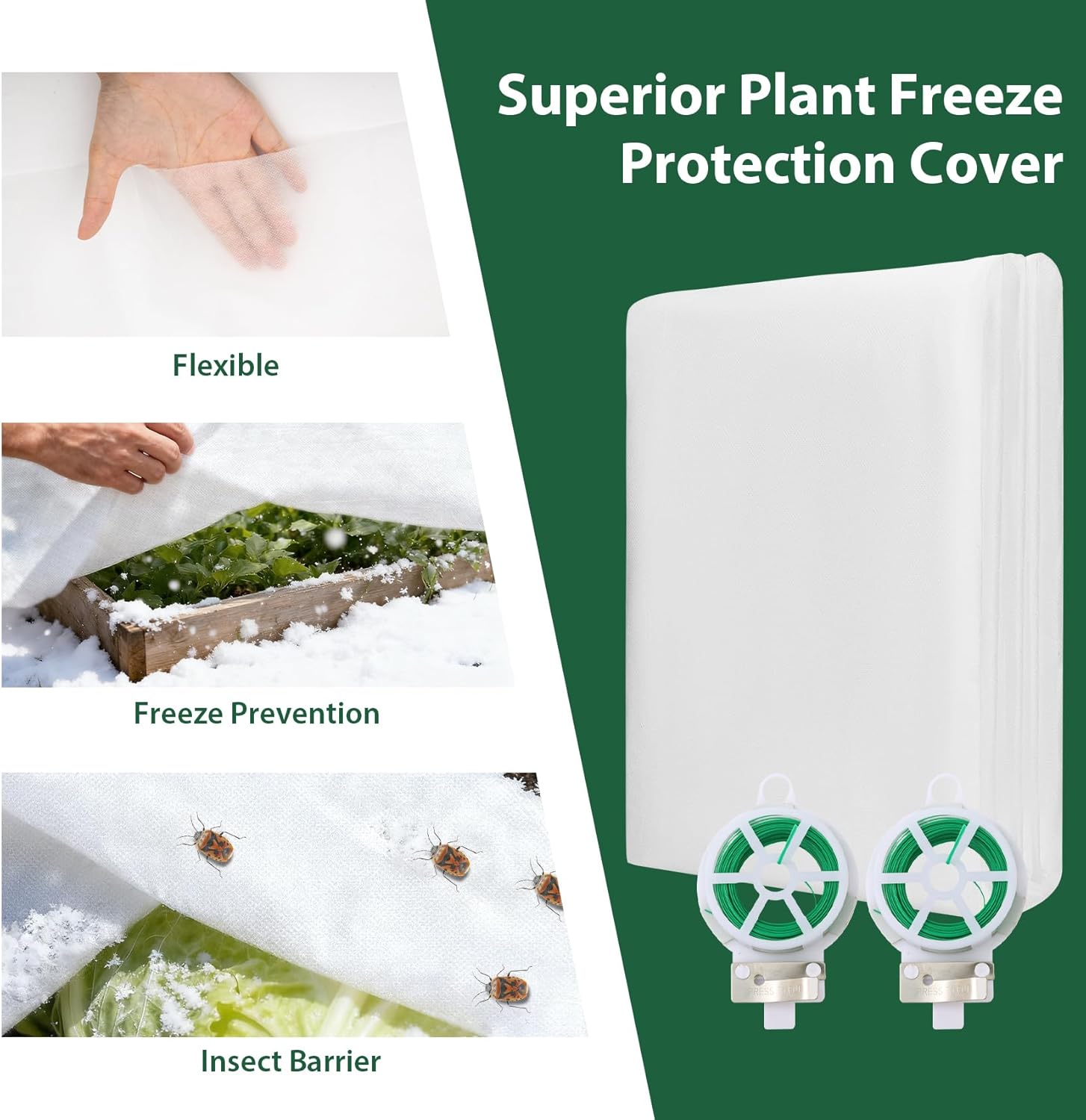 Vegamall 2x10m Garden Fleece Frost Protection Kit – 30gsm Winter Plant Cover with 2x20m Plant Ties 🛡️❄️ - Zeta Store