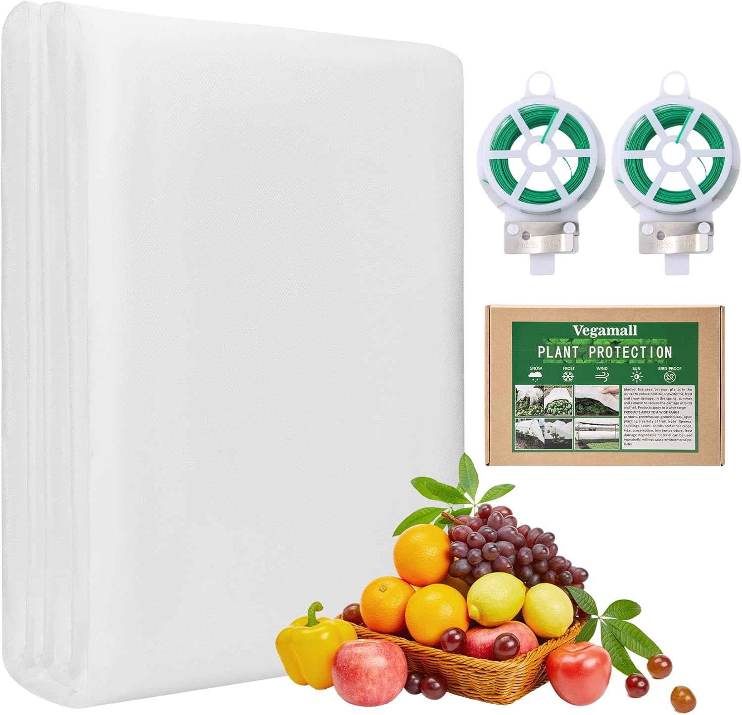 Vegamall 2x10m Garden Fleece Frost Protection Kit – 30gsm Winter Plant Cover with 2x20m Plant Ties 🛡️❄️ - Zeta Store