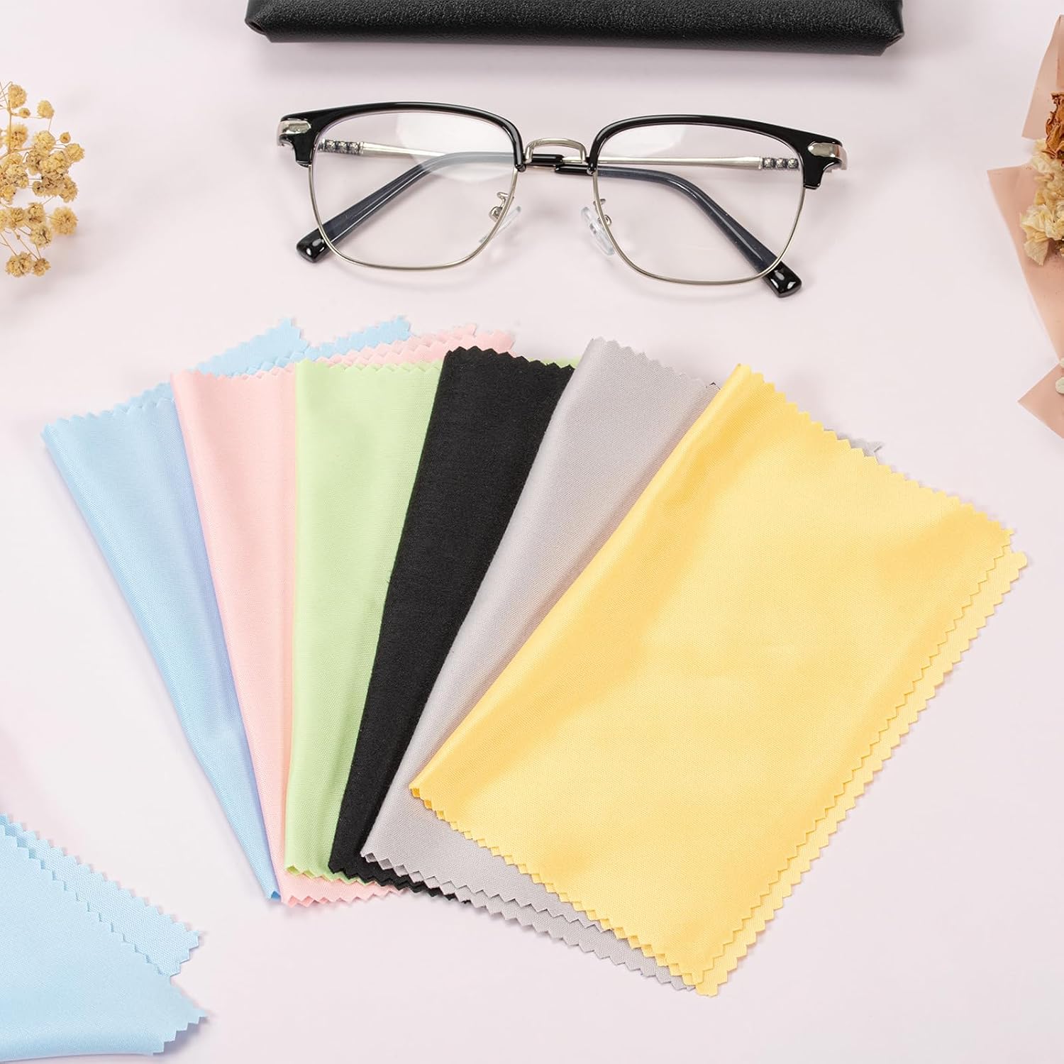 Vonper 24 Pack Microfibre Glasses Cleaning Cloths - 17.5 x 14.5cm Multicolor Lens Wipes for Glasses, Phones, Camera, Laptop & Screens