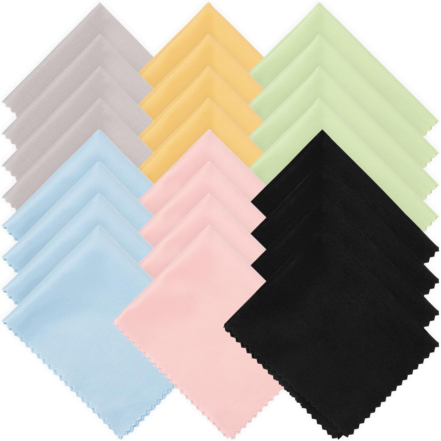 Vonper 24 Pack Microfibre Glasses Cleaning Cloths - 17.5 x 14.5cm Multicolor Lens Wipes for Glasses, Phones, Camera, Laptop & Screens