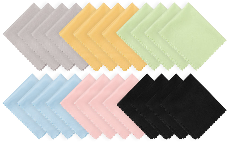 Vonper 24 Pack Microfibre Glasses Cleaning Cloths - 17.5 x 14.5cm Multicolor Lens Wipes for Glasses, Phones, Camera, Laptop & Screens