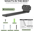 WELDUN 6-Pack Floating Shelf Brackets | 20cm Hidden Supports up to 75KG | All Hardware & Spirit Level Included | Ultimate DIY Bargain!