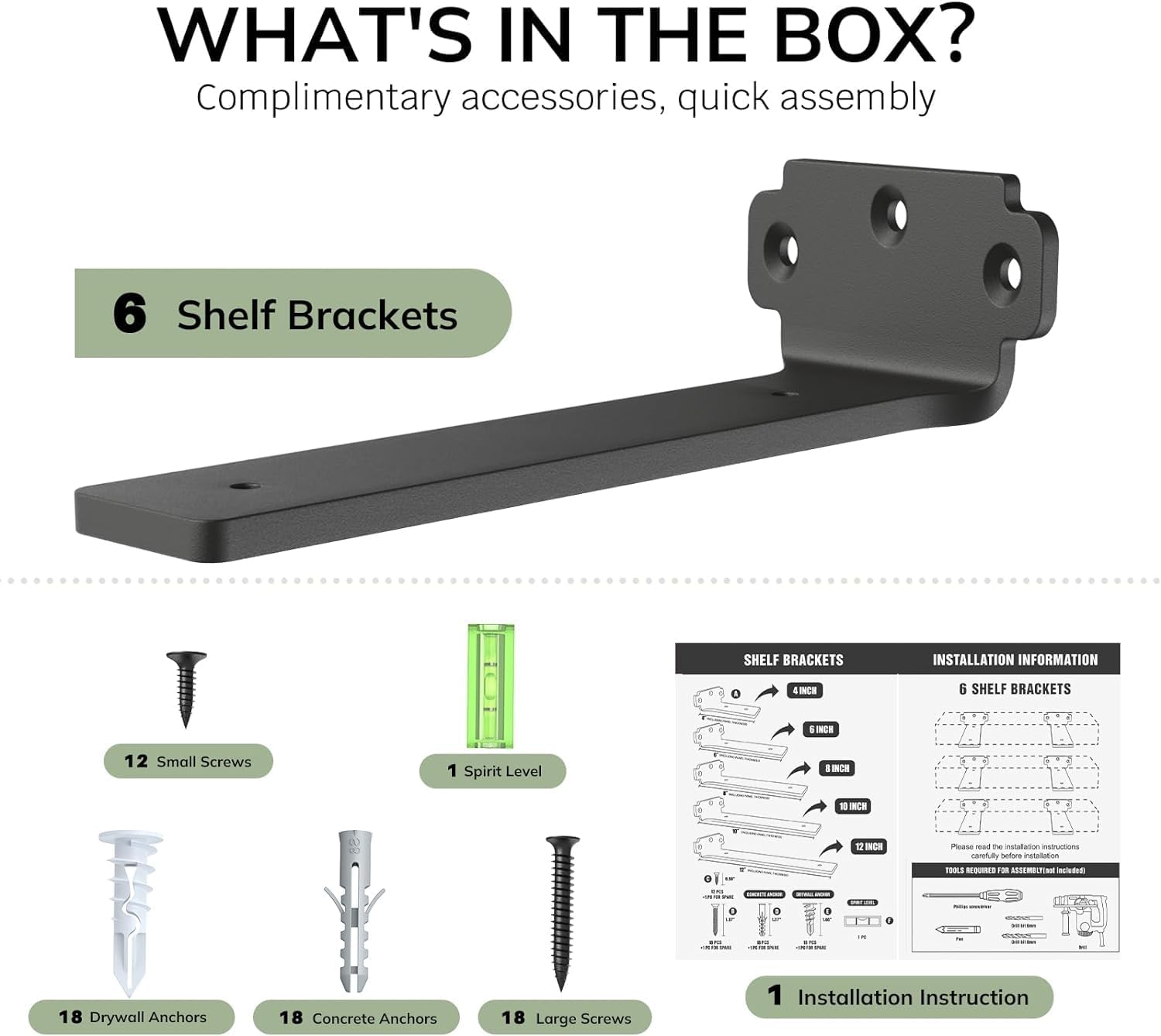 WELDUN 6-Pack Floating Shelf Brackets | 20cm Hidden Supports up to 75KG | All Hardware & Spirit Level Included | Ultimate DIY Bargain!
