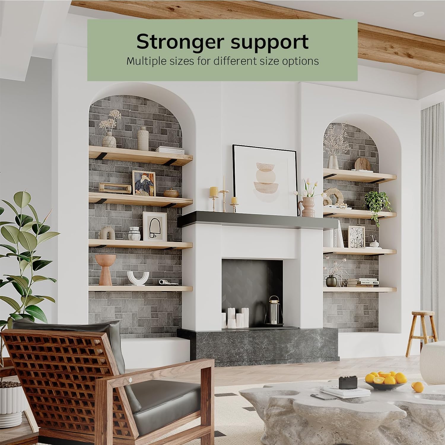 WELDUN 6-Pack Floating Shelf Brackets | 20cm Hidden Supports up to 75KG | All Hardware & Spirit Level Included | Ultimate DIY Bargain!