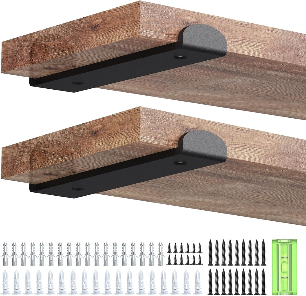 WELDUN 6-Pack Metal Scaffold Brackets | 75KG Heavy Duty | Rust-Resistant Black | DIY Industrial, Rustic & Modern Shelving | Complete Hardware Kit