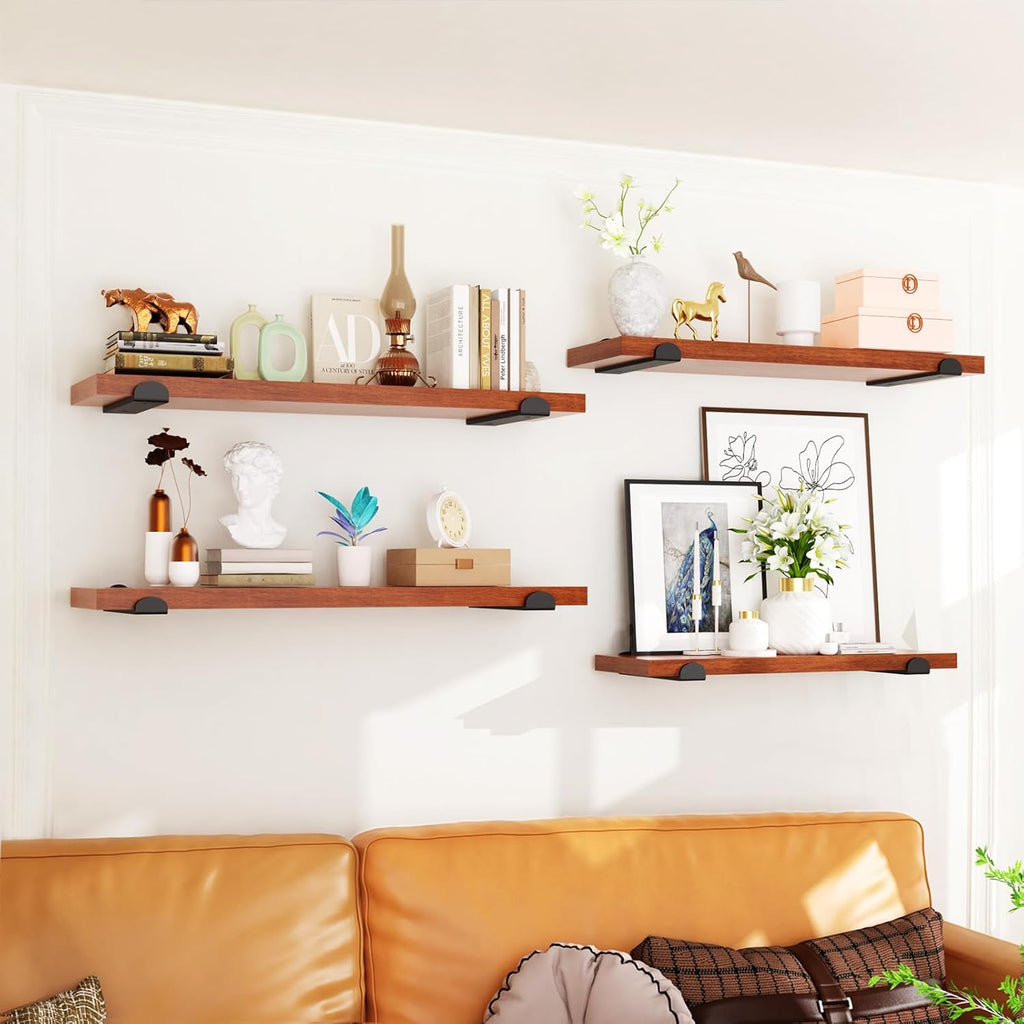 WELDUN 6-Pack Metal Scaffold Brackets | 75KG Heavy Duty | Rust-Resistant Black | DIY Industrial, Rustic & Modern Shelving | Complete Hardware Kit