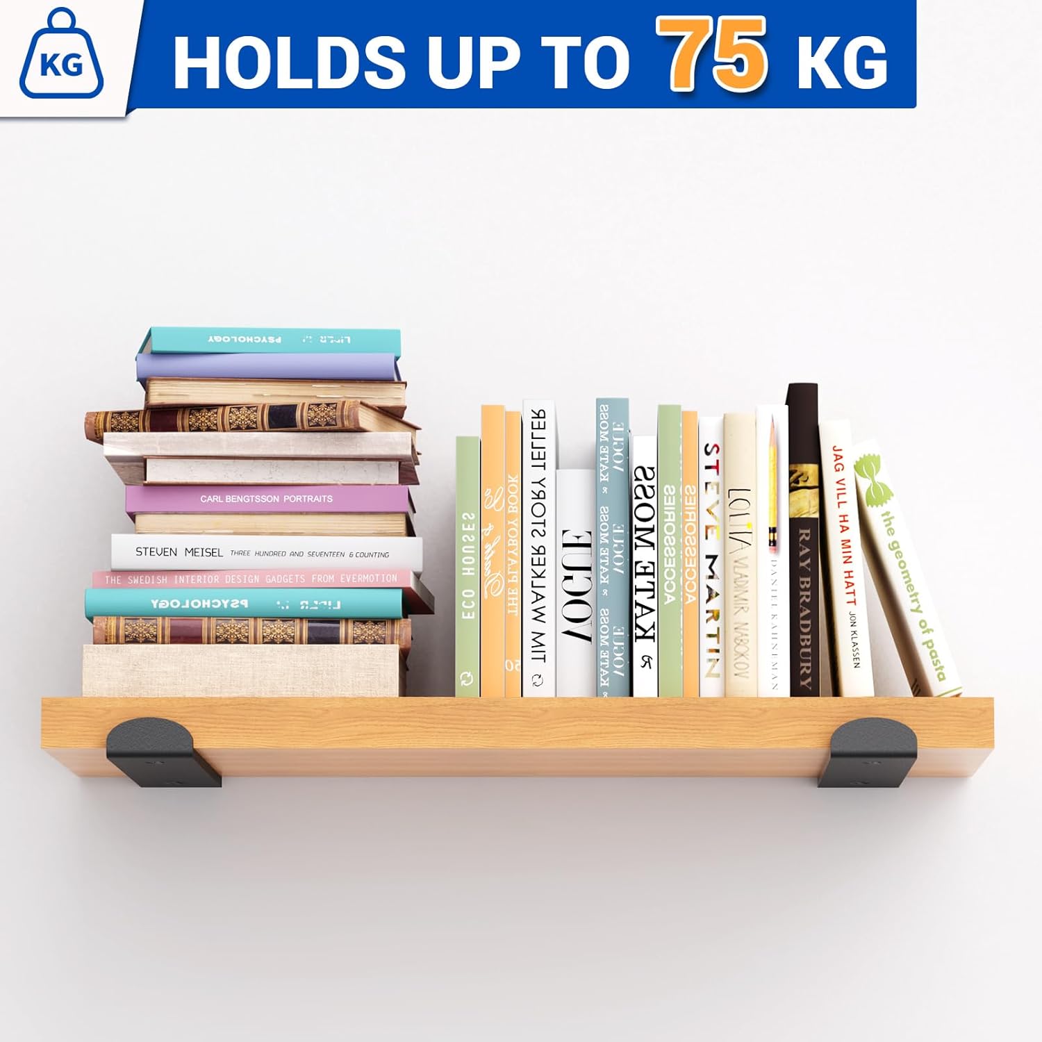 WELDUN 6-Pack Metal Scaffold Brackets | 75KG Heavy Duty | Rust-Resistant Black | DIY Industrial, Rustic & Modern Shelving | Complete Hardware Kit