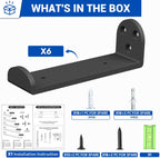 WELDUN 6-Pack Metal Scaffold Brackets | 75KG Heavy Duty | Rust-Resistant Black | DIY Industrial, Rustic & Modern Shelving | Complete Hardware Kit