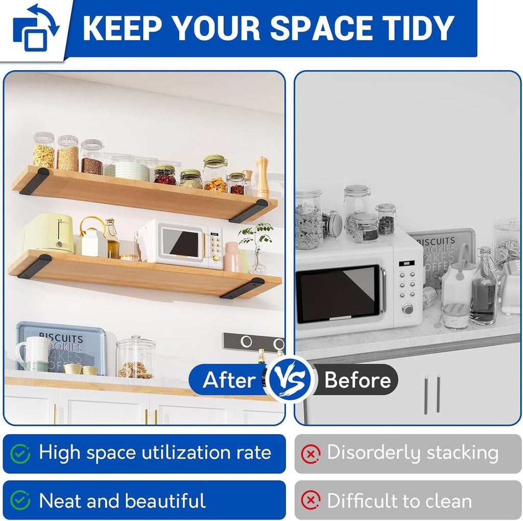 WELDUN 6-Pack Metal Scaffold Brackets | 75KG Heavy Duty | Rust-Resistant Black | DIY Industrial, Rustic & Modern Shelving | Complete Hardware Kit