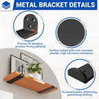 WELDUN 6-Pack Metal Scaffold Brackets | 75KG Heavy Duty | Rust-Resistant Black | DIY Industrial, Rustic & Modern Shelving | Complete Hardware Kit
