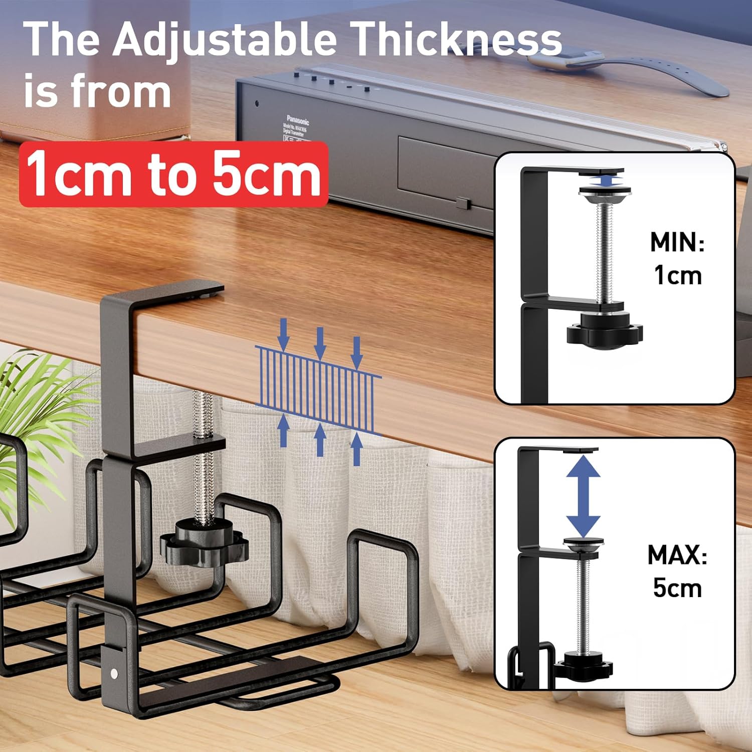 Weldun. No-Drill Cable Management Tray – 2-Pack, Holds 8kg! Keep Wires Neat & Tidy