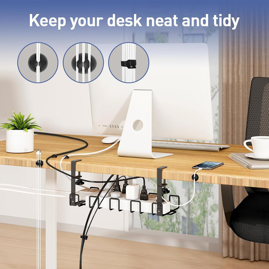 Weldun. No-Drill Cable Management Tray – 2-Pack, Holds 8kg! Keep Wires Neat & Tidy
