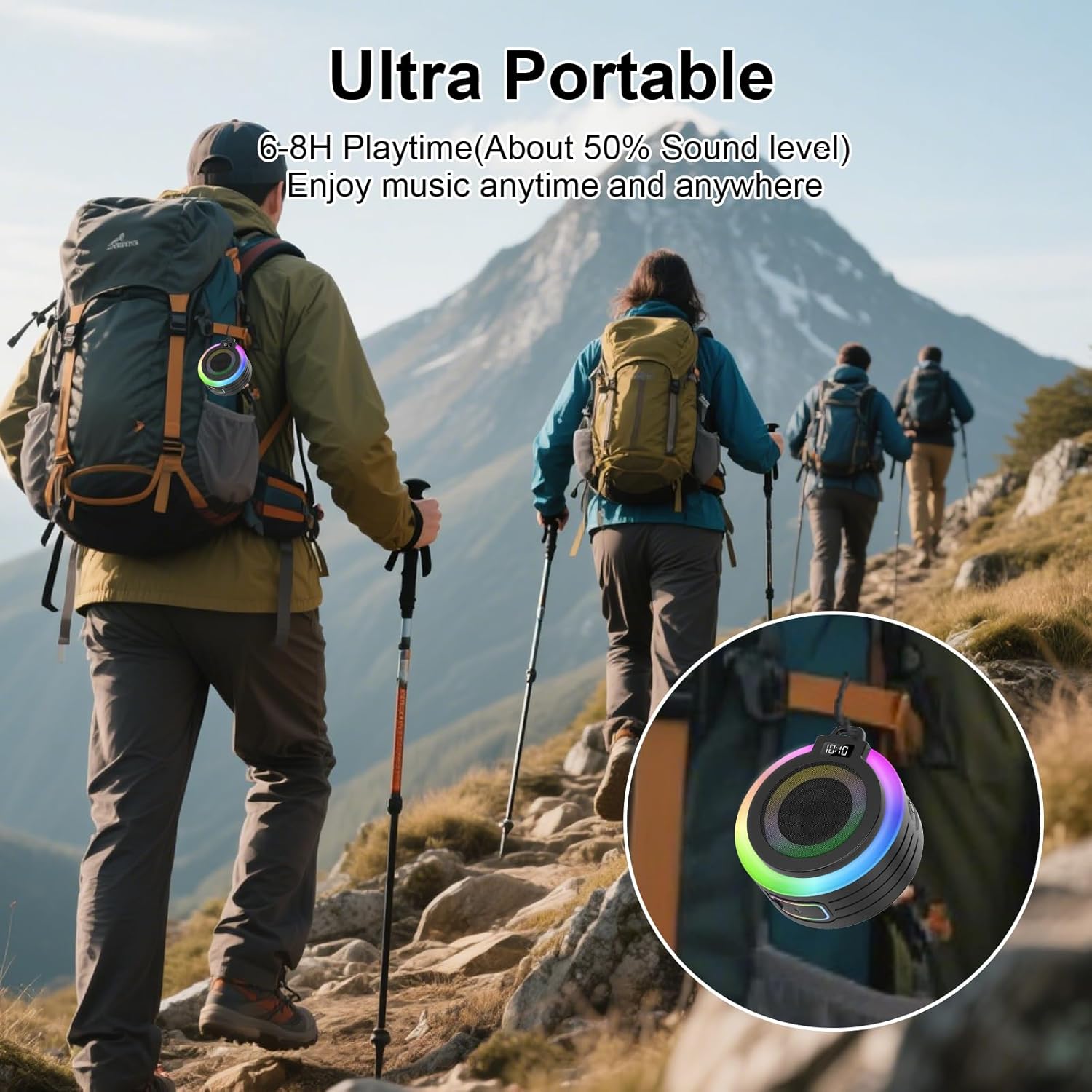 WXQZXO Bluetooth Shower Speaker | IPX7 Waterproof | Stereo Sound | 8H Playtime | Suction Cup & Lights - Zeta Store
