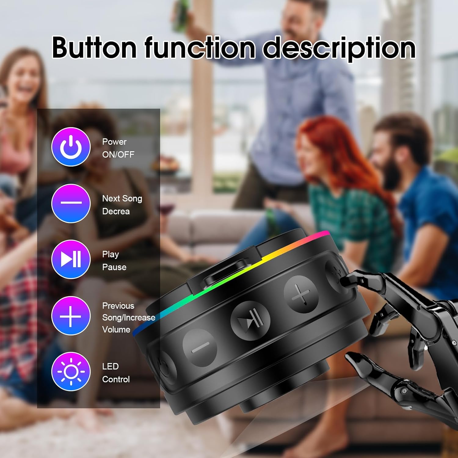 WXQZXO Bluetooth Shower Speaker | IPX7 Waterproof | Stereo Sound | 8H Playtime | Suction Cup & Lights - Zeta Store