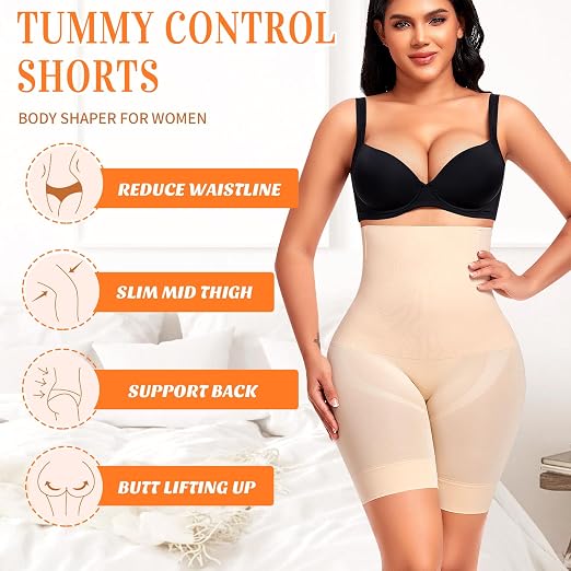 Werkiss High Waisted Tummy Control Shapewear Shorts - Anti-Roll Body Shaper Boyshorts, Seamless Control Knickers, Butt Lifter & Anti Chafing