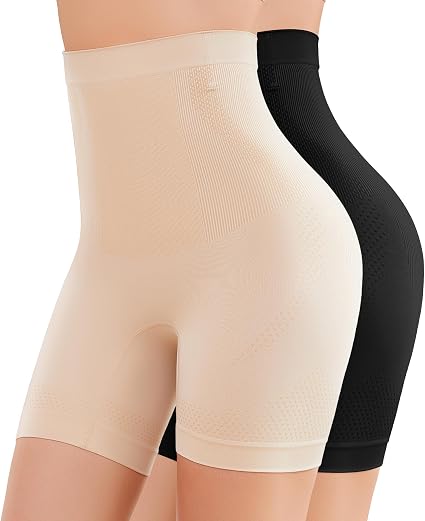 Werkiss High Waisted Tummy Control Shapewear Shorts - Anti-Roll Body Shaper Boyshorts, Seamless Control Knickers, Butt Lifter & Anti Chafing
