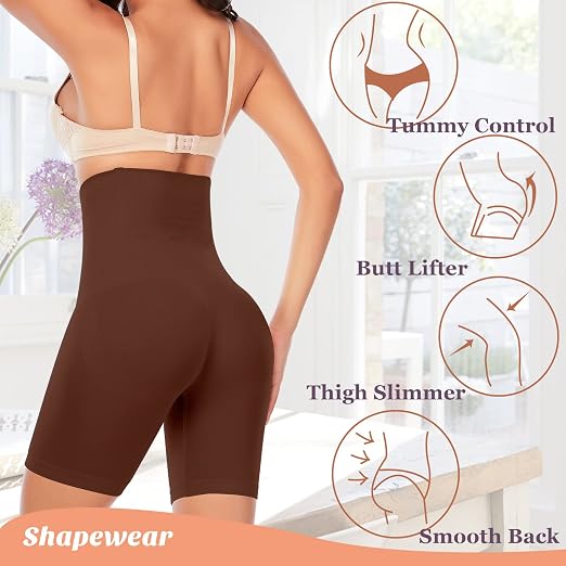 Werkiss High Waisted Tummy Control Shapewear Shorts - Anti-Roll Body Shaper Boyshorts, Seamless Control Knickers, Butt Lifter & Anti Chafing