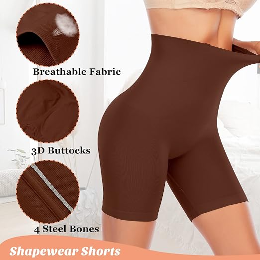 Werkiss High Waisted Tummy Control Shapewear Shorts - Anti-Roll Body Shaper Boyshorts, Seamless Control Knickers, Butt Lifter & Anti Chafing