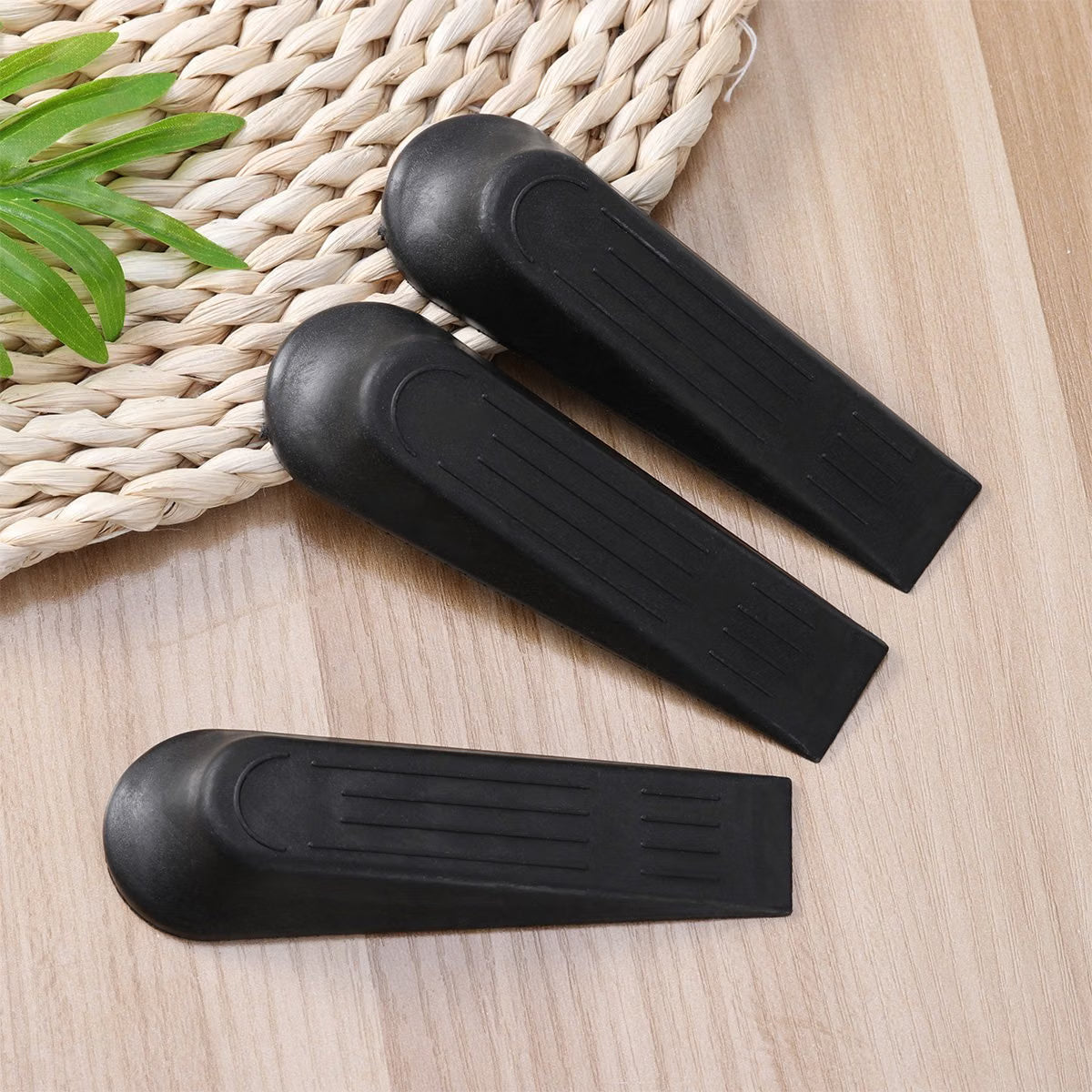 Winomo Door Wedge Stopper - Black (Pack of 5) - Heavy Duty Non-Slip Plastic Floor Door Stop Wedges for Home & Office