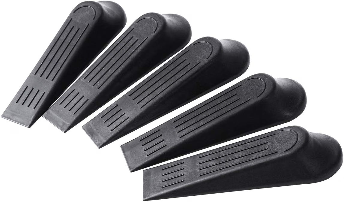 Winomo Door Wedge Stopper - Black (Pack of 5) - Heavy Duty Non-Slip Plastic Floor Door Stop Wedges for Home & Office