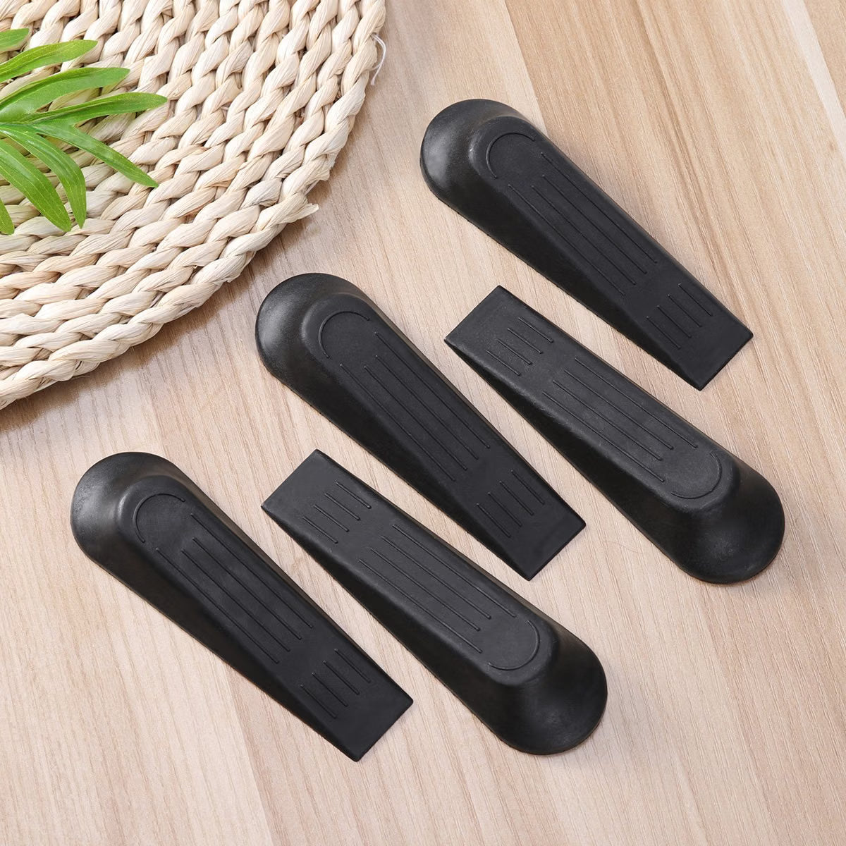Winomo Door Wedge Stopper - Black (Pack of 5) - Heavy Duty Non-Slip Plastic Floor Door Stop Wedges for Home & Office