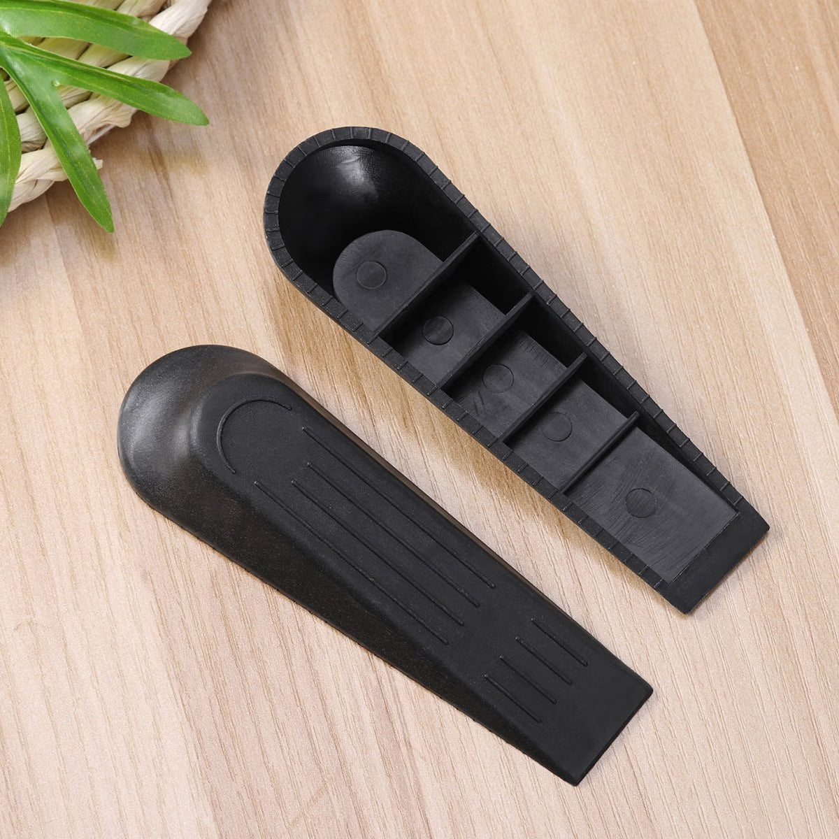 Winomo Door Wedge Stopper - Black (Pack of 5) - Heavy Duty Non-Slip Plastic Floor Door Stop Wedges for Home & Office