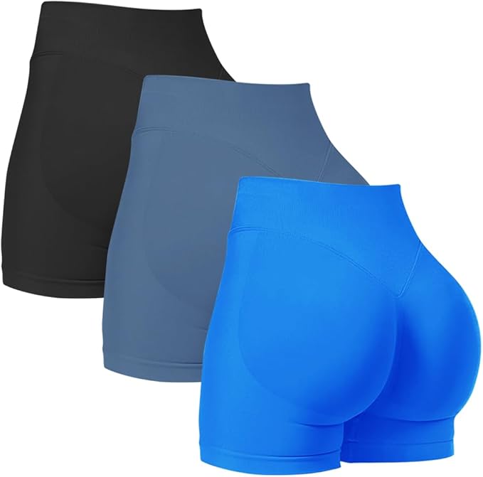 JN JANPRINT - 3-Piece Seamless Gym Shorts Set - Butt Lifting, High Waisted & Ultra-Comfy! - Zeta Store